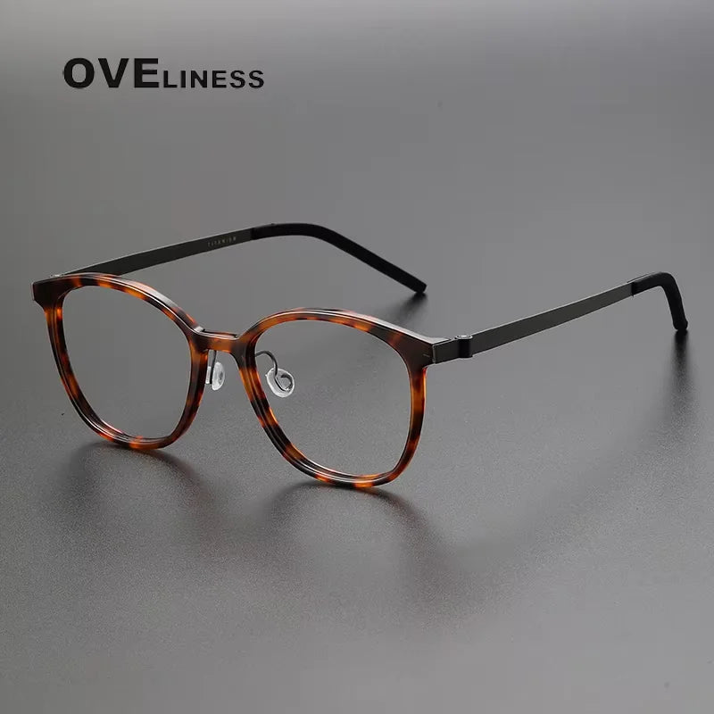 Oveliness Women's Full Rim Oval Square Acetate Titanium Eyeglasses 21851
