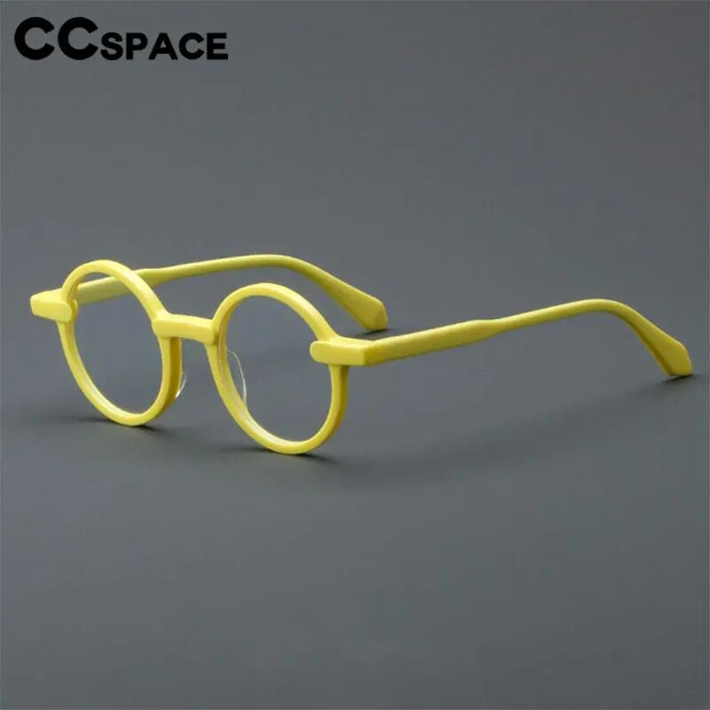 CCspace Unisex Full Rim Round Acetate Eyeglasses 56994 Full Rim CCspace