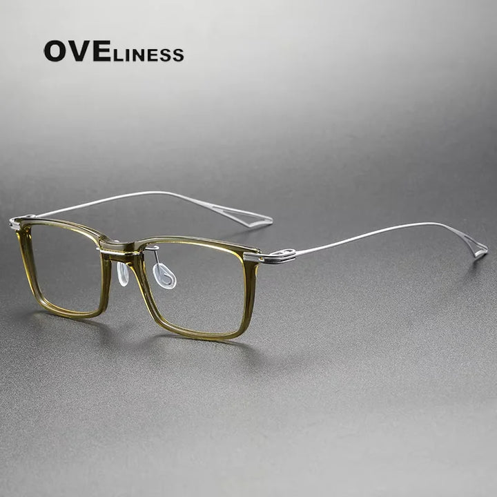 Oveliness Men's Full Rim Big Square Acetate Titanium Eyeglasses 614158