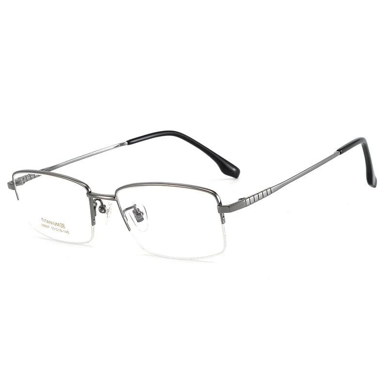 Bclear Unisex Semi Rim Square Small Titanium Eyeglasses 86697 Semi Rim Bclear GRAY