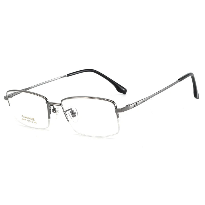 Bclear Unisex Semi Rim Square Small Titanium Eyeglasses 86697 Semi Rim Bclear GRAY