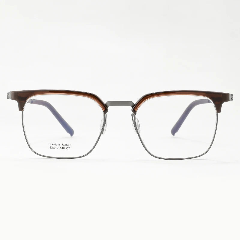 Reven Jate Unisex Full Rim Browline Square Titanium Eyeglasses 2606 Full Rim Reven Jate