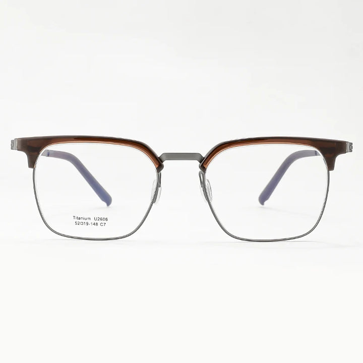 Reven Jate Unisex Full Rim Browline Square Titanium Eyeglasses 2606 Full Rim Reven Jate