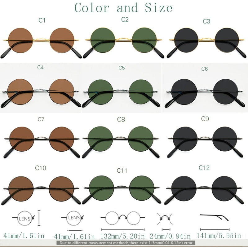 Yujo Unisex Full Rim Small 42mm Round Titanium Polarized Sunglasses Sunglasses Yujo