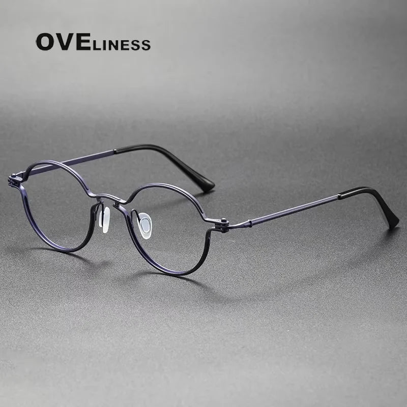 Oveliness Unisex Full Rim Round Acetate Titanium Eyeglasses 25895