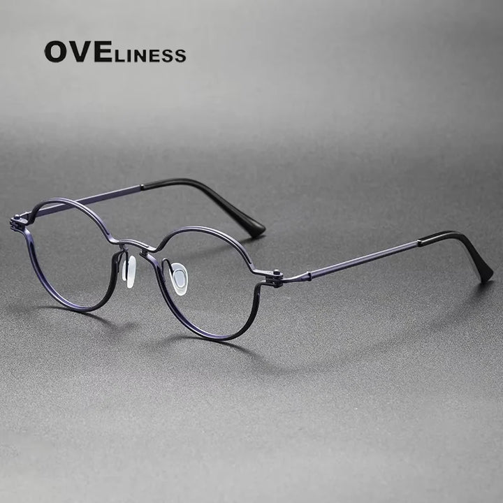 Oveliness Unisex Full Rim Round Acetate Titanium Eyeglasses 25895