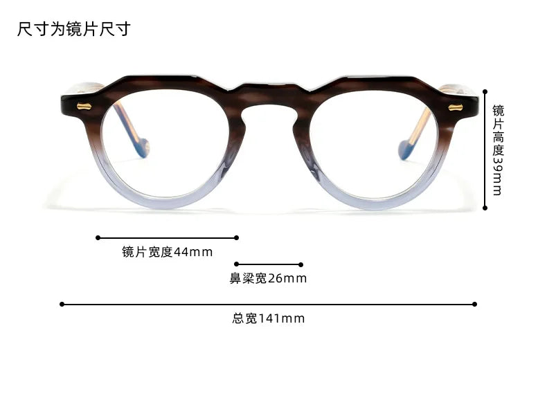 Nobler Unisex Full Rim Flat Top Oval Acetate Eyeglasses 841055 Full Rim Nobler