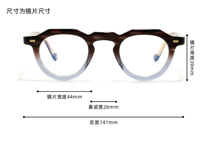 Nobler Unisex Full Rim Flat Top Oval Acetate Eyeglasses 841055 Full Rim Nobler