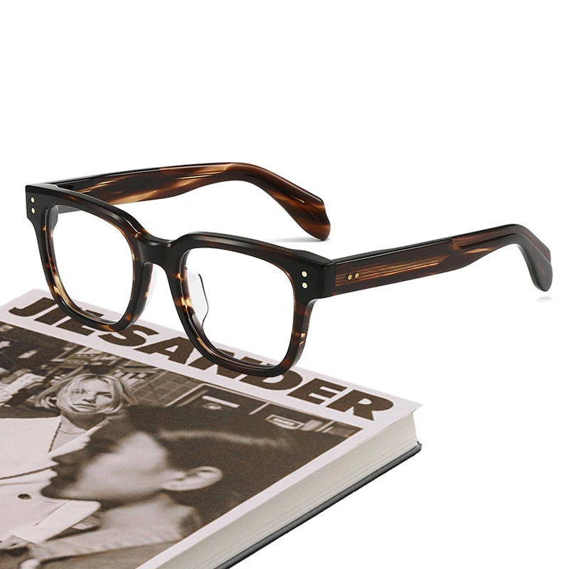 Black Mask Unisex Full Rim Square Thick Acetate Eyeglasses 21377 Full Rim Black Mask