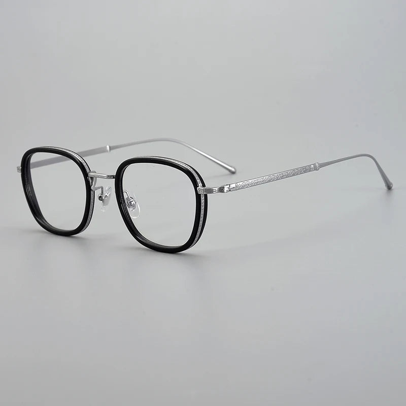 Black Mask Unisex Full Rim Square Acetate Titanium Eyeglasses 195910