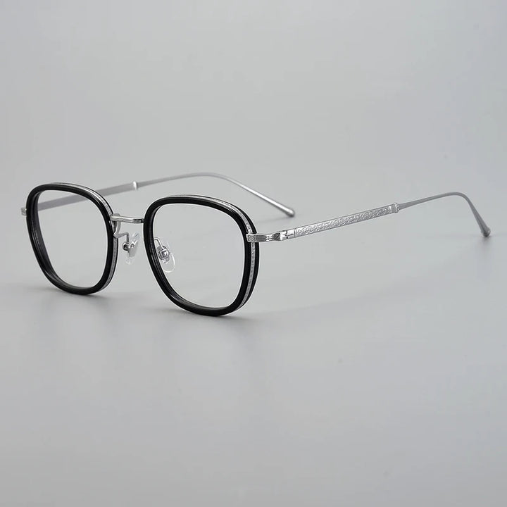 Black Mask Unisex Full Rim Square Acetate Titanium Eyeglasses 195910