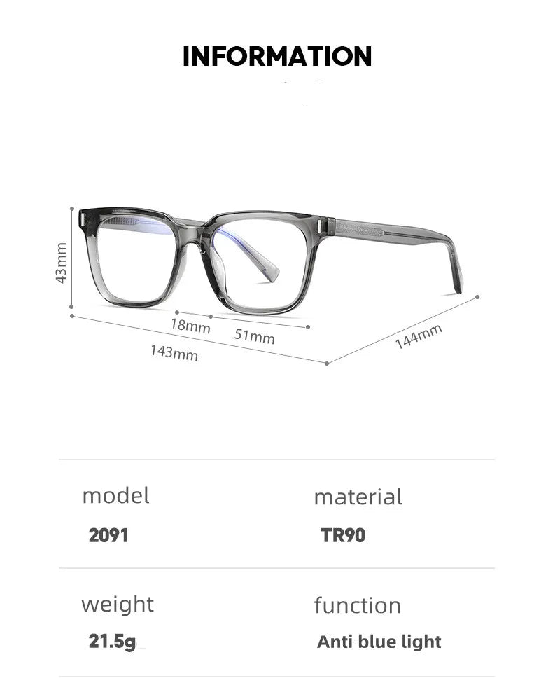 Kocolior Unisex Full Rim Square Acetate Hyperopic Reading Glasses 2091 Reading Glasses Kocolior