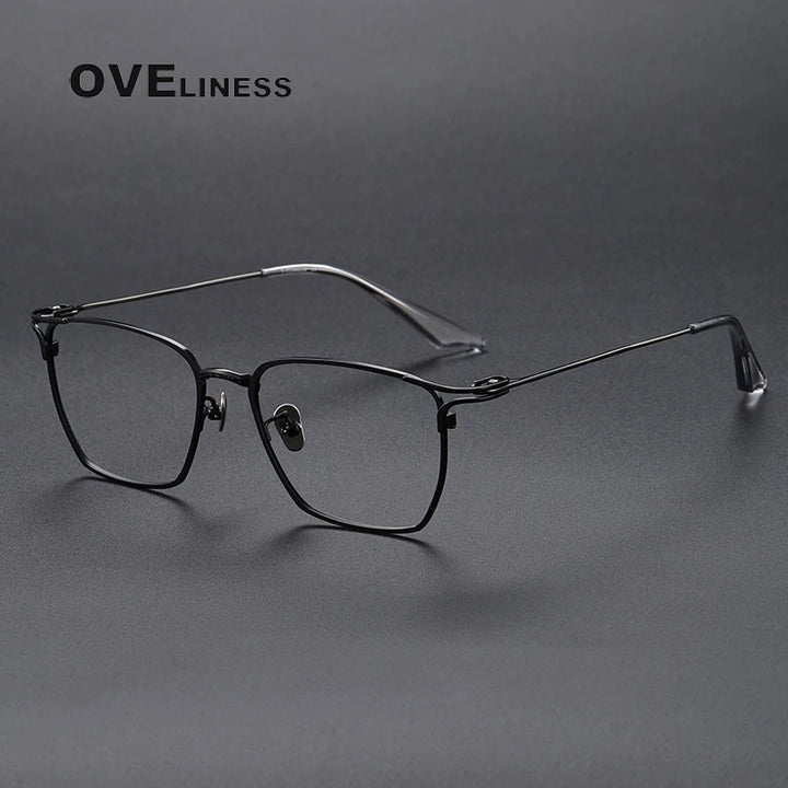 Oveliness Unisex Full Rim Square Titanium Eyeglasses 80999 Full Rim Oveliness black  