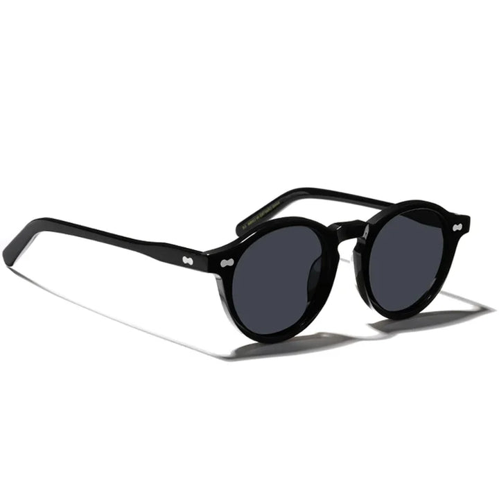 Hewei Unisex Full Rim Round Acetate Polarized Sunglasses 5166 Sunglasses Hewei black vs grey Other 