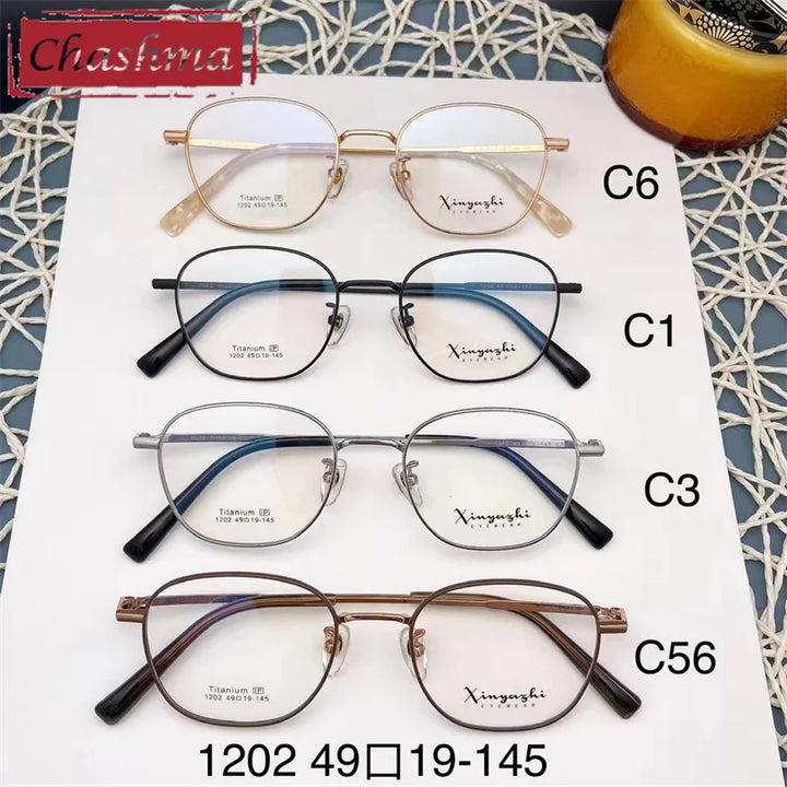 Chashma Ottica Unisex Full Rim Small Round Square Titanium Eyeglasses 1202 Full Rim Chashma Ottica   