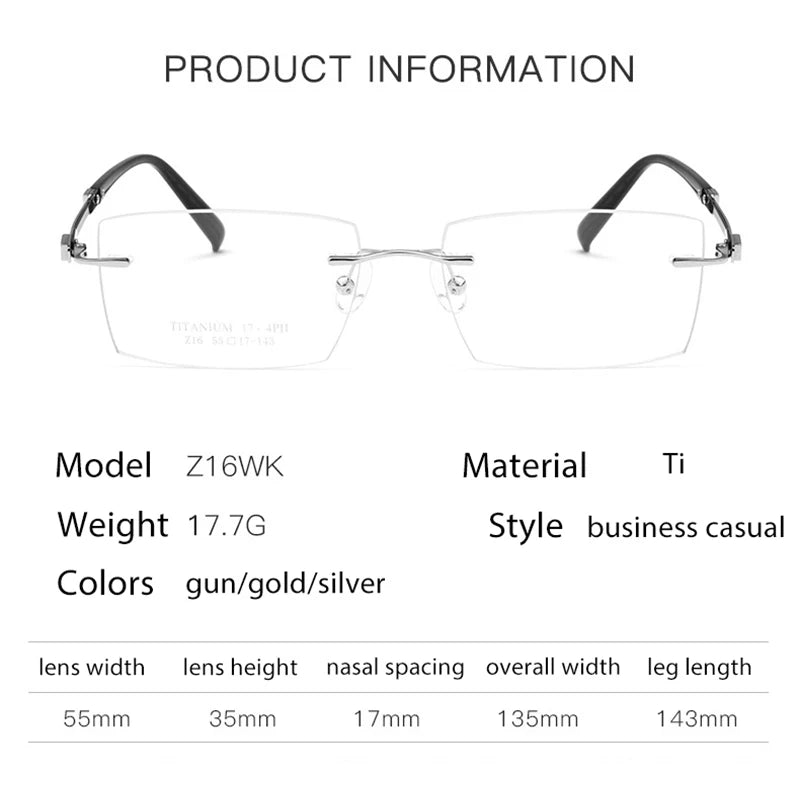 Handoer Women's Rimless Square Polygon Titanium Eyeglasses 135164