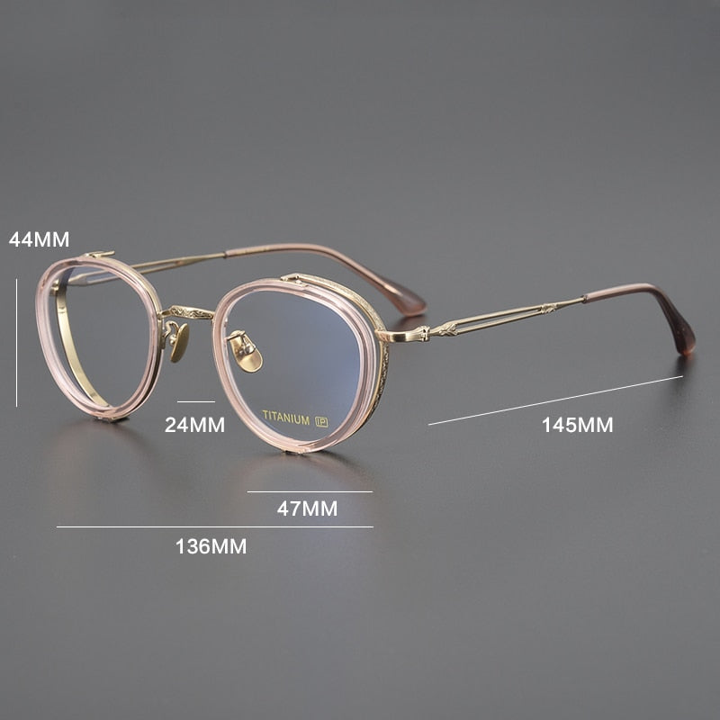 Gatenac Unisex Full Rim Round Square Acetate Titanium Eyeglasses Gxyj1050 Full Rim Gatenac