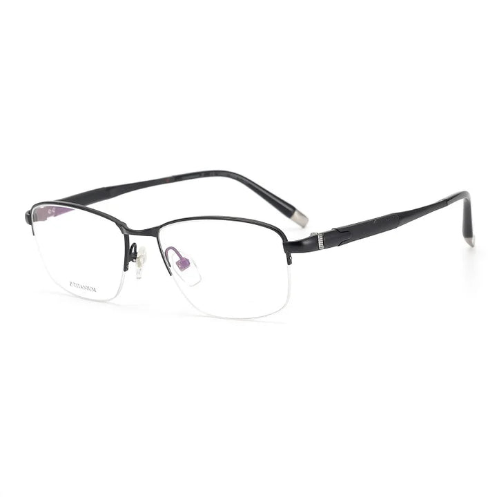 Aimee Unisex Semi Rim Square Titanium Eyeglasses 27007 Semi Rim Aimee Black