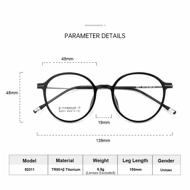 Gmei Women's Full Rim Oval Round Tr 90 Titanium Eyeglasses 82011