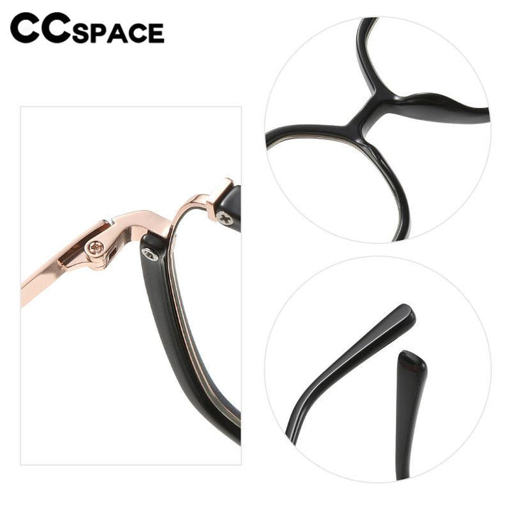 CCspace Women's Semi Rim Square Tr 90 Titanium Eyeglasses 56716 Semi Rim CCspace