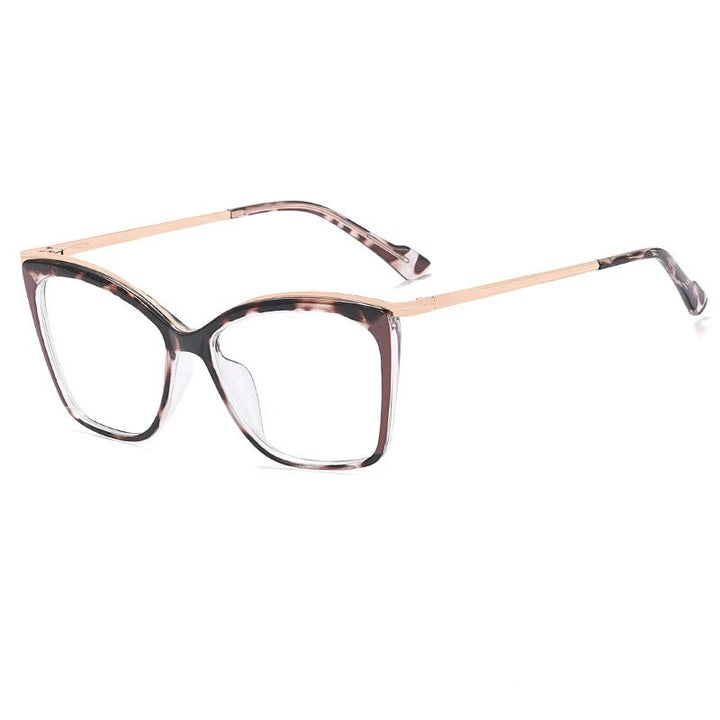 CCspace Women's Full Rim Square Tr 90 Titanium Eyeglasses 57052 Full Rim CCspace C2ClearLeopard