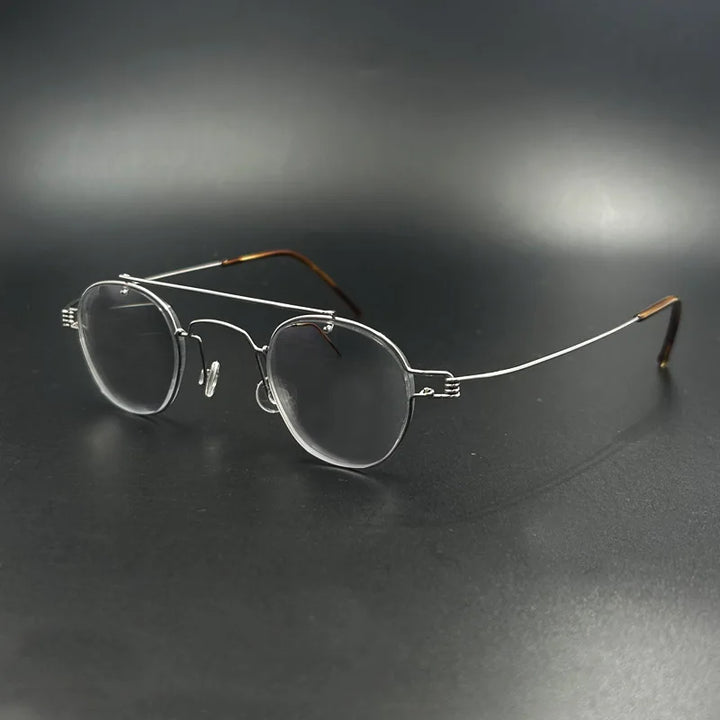 Yujo Unisex Full Rim Round Double Bridge Screwless Steel Eyeglasses 3838 Full Rim Yujo