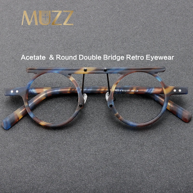 Muzz Unisex Full Rim Round Double Bridge Acetate Eyeglasses P596 Full Rim Muzz   