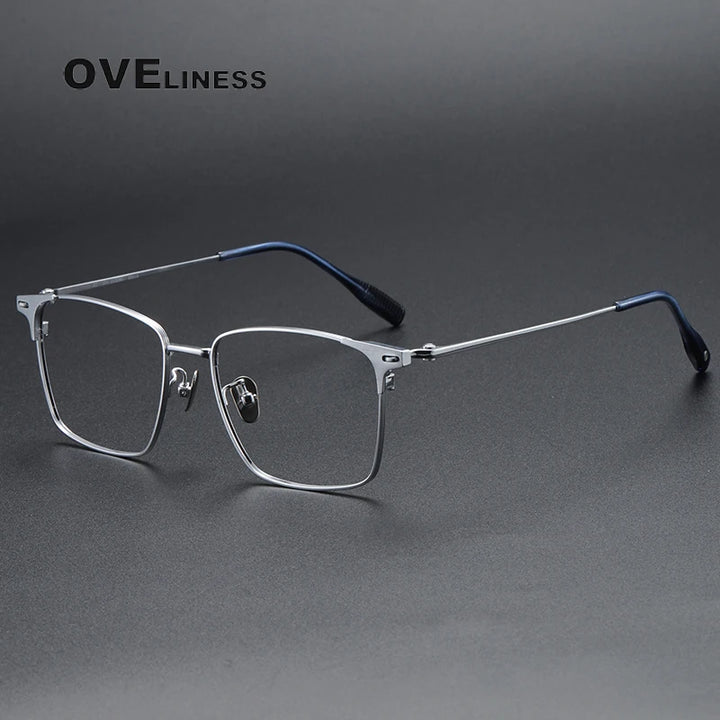 Oveliness Men's Full Rim Square Titanium Eyeglasses 8108 Full Rim Oveliness silver  
