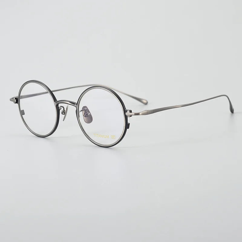 Black Mask Unisex Full Rim Round Titanium Eyeglasses 634142