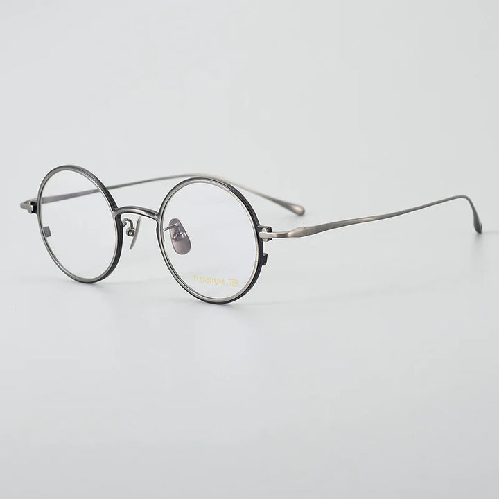 Black Mask Unisex Full Rim Round Titanium Eyeglasses 634142