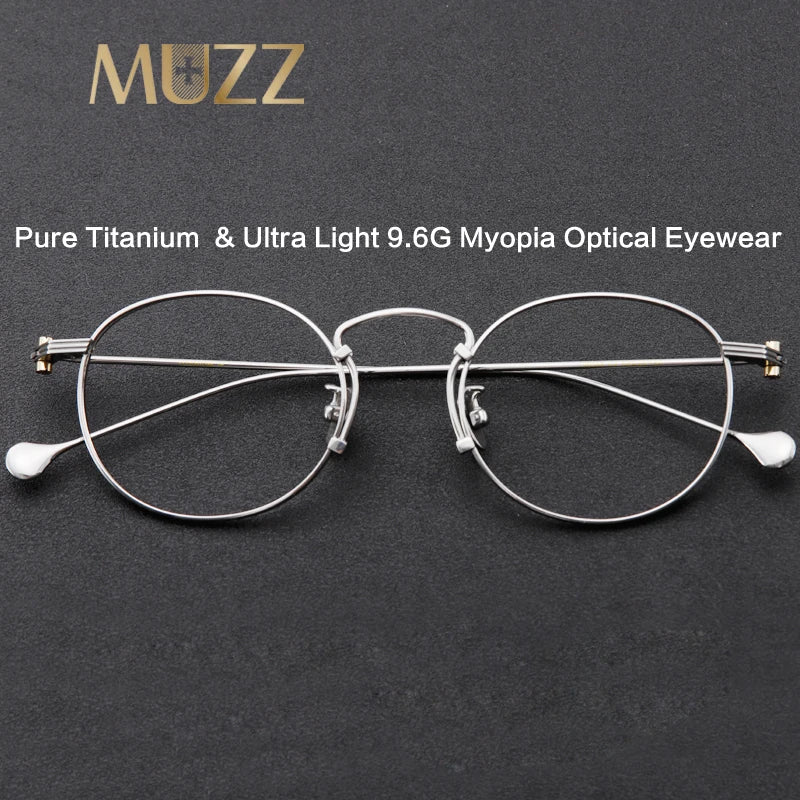 Muzz Unisex Full Rim Round Titanium Eyeglasses 1968d Full Rim Muzz   