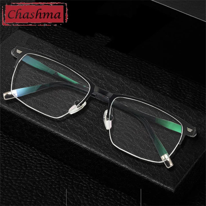 Chashma Ottica Unisex Semi Rim Square Titanium Eyeglasses 27009 Semi Rim Chashma Ottica   