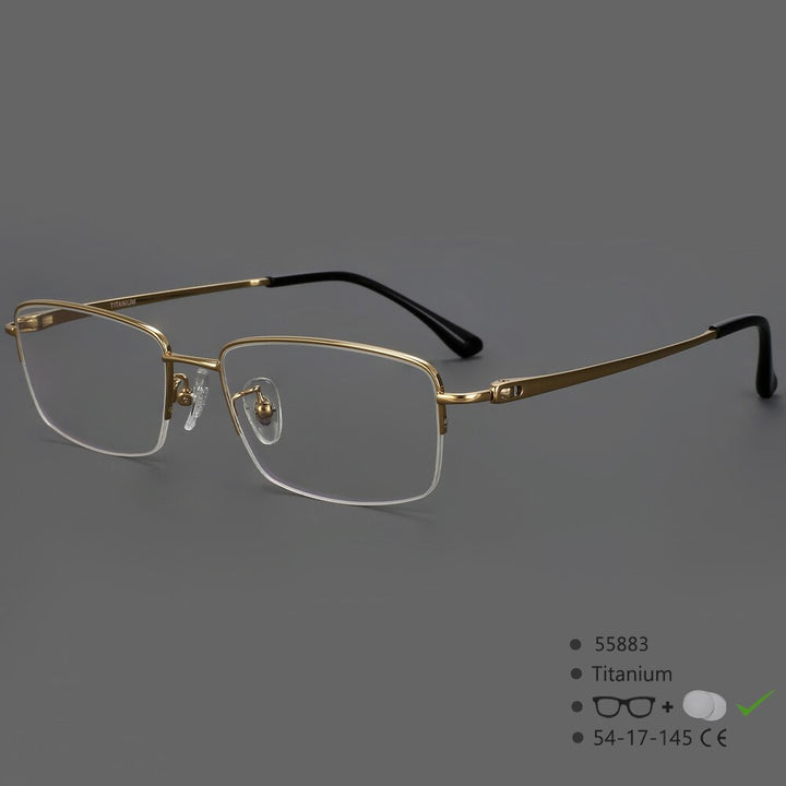 CCspace Women's Semi Rim Square Hand Crafted Titanium Eyeglasses 55883 Semi Rim CCspace Gold China