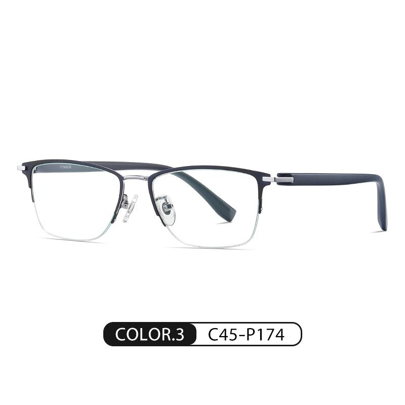 Zirosat Men's Semi Rim Square Tr 90 Titanium Eyeglasses St6212 Semi Rim Zirosat C3