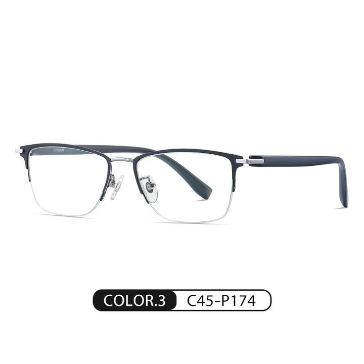 Zirosat Men's Semi Rim Square Tr 90 Titanium Eyeglasses St6212 Semi Rim Zirosat C3