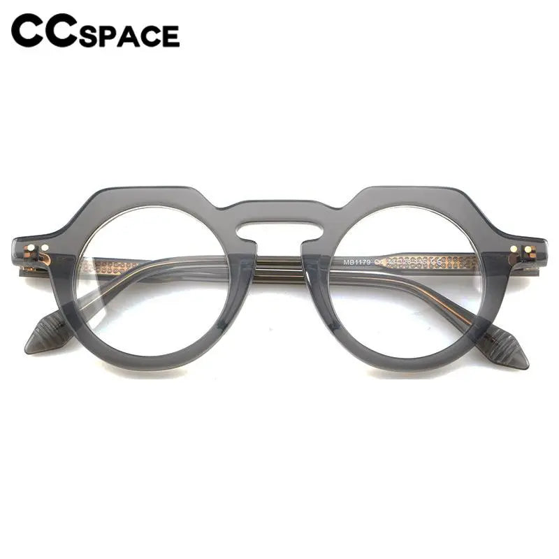 CCspace Women's Full Rim Flat Top Round Acetate Eyeglasses 56936 Full Rim CCspace