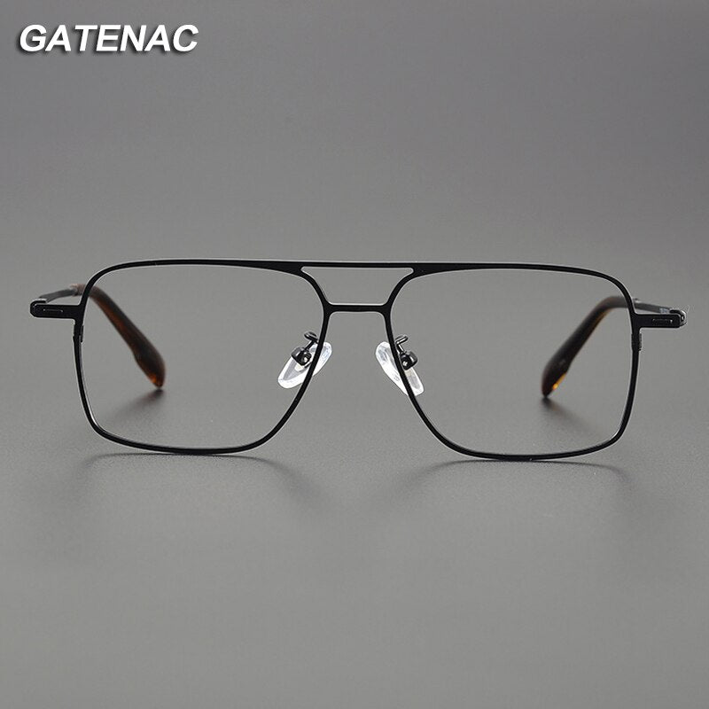 Gatenac Unisex Full Rim Square Double Bridge Titanium Eyeglasses Gxyj1115 Full Rim Gatenac