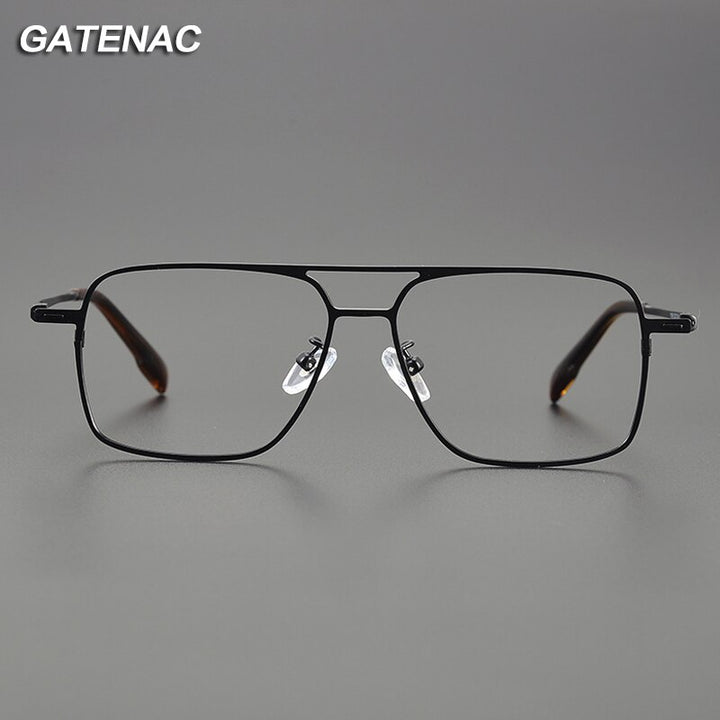 Gatenac Unisex Full Rim Square Double Bridge Titanium Eyeglasses Gxyj1115 Full Rim Gatenac