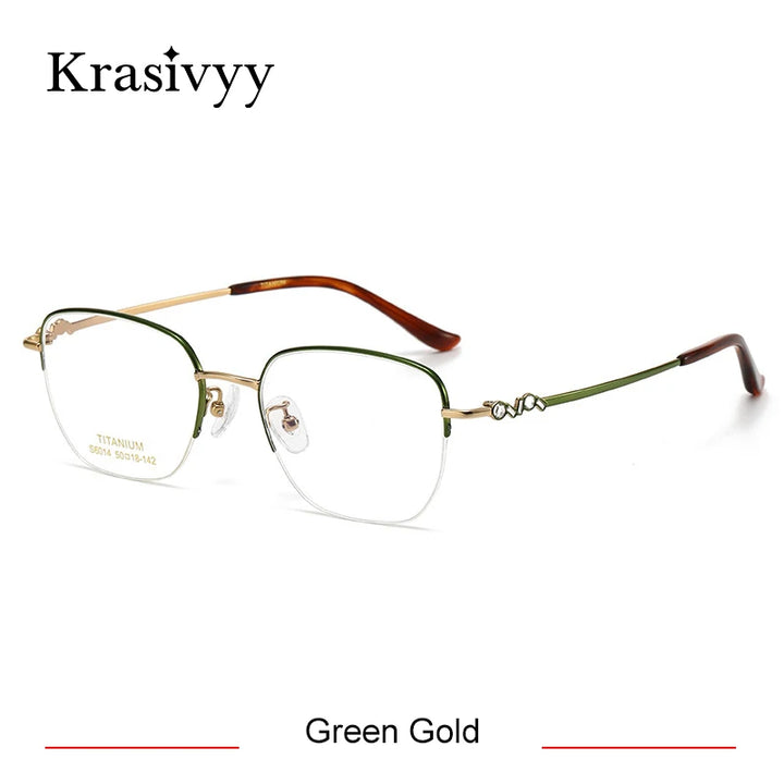 Krasivyy Women's Semi Rim Polygon Square Titanium Eyeglasses 36014