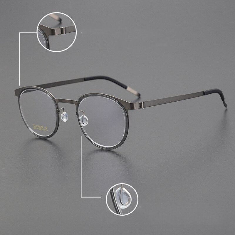 Bclear Unisex Full Rim Round Titanium Eyeglasses My9915 Full Rim Bclear