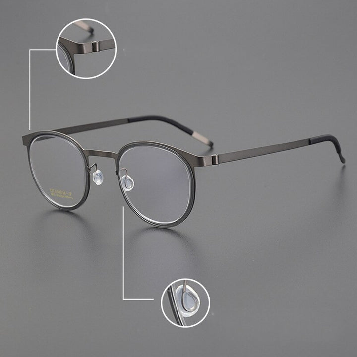 Bclear Unisex Full Rim Round Titanium Eyeglasses My9915 Full Rim Bclear