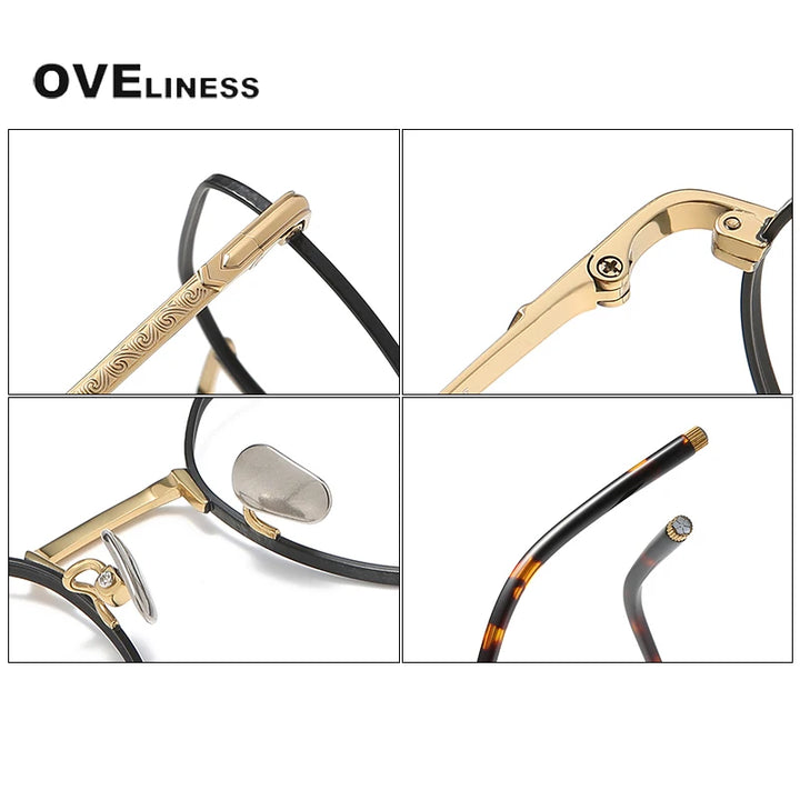 Oveliness Unisex Full Rim Polygon Titanium Eyeglasses 80882 Full Rim Oveliness