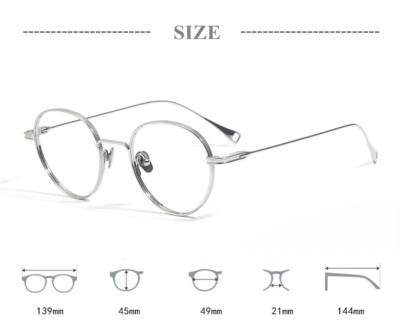 Black Mask Unisex Full Rim Round Titanium Eyeglasses 89012