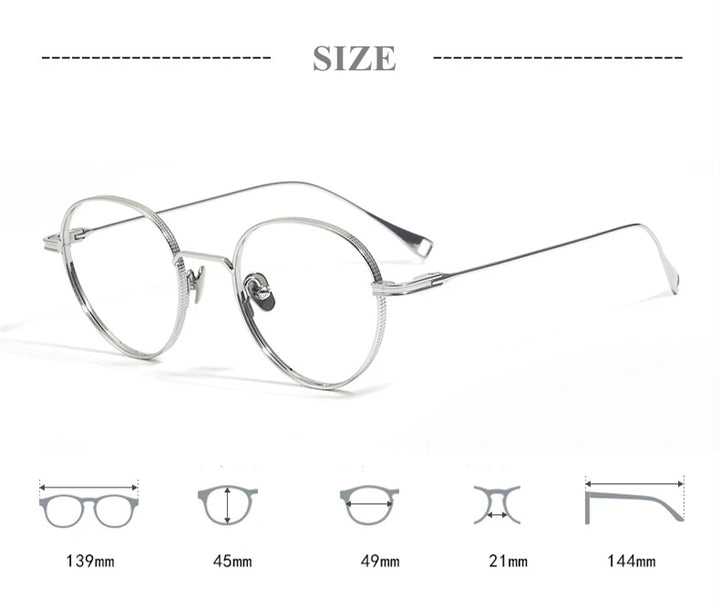 Black Mask Unisex Full Rim Round Titanium Eyeglasses 89012