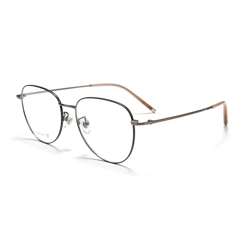 Yimaruili Unisex Full Rim Flat Top Oval Titanium Eyeglasses 68201