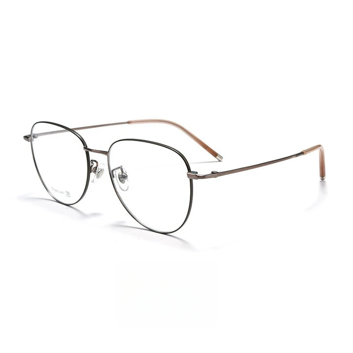 Yimaruili Unisex Full Rim Flat Top Oval Titanium Eyeglasses 68201