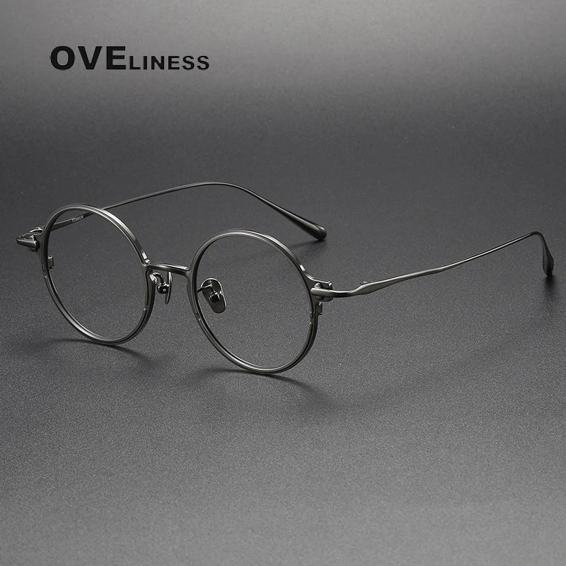 Oveliness Unisex Full Rim Round Titanium Eyeglasses 4920 Full Rim Oveliness gun