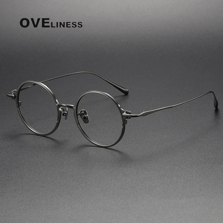 Oveliness Unisex Full Rim Round Titanium Eyeglasses 4920 Full Rim Oveliness gun