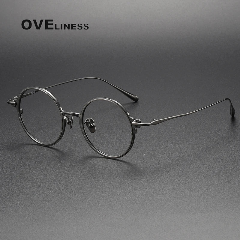 Oveliness Unisex Full Rim Round Titanium Eyeglasses 4920 Full Rim Oveliness gun  