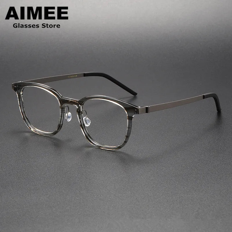 Aimee Women's Full Rim Square Titanium Acetate Eyeglasses 81051 Full Rim Aimee Clear-Grey